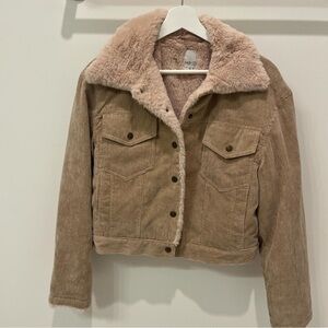 Tan Corduroy Faux Fur Lined